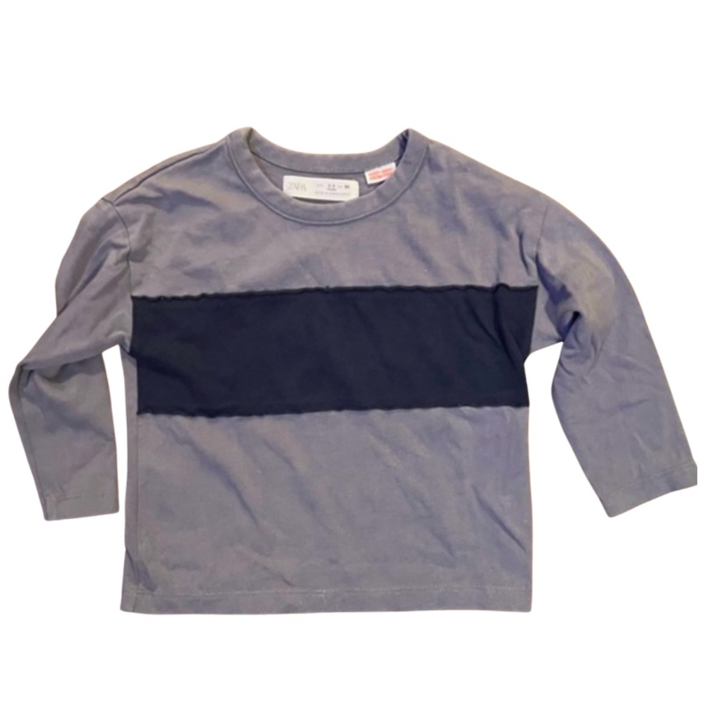 Zara kids blue and grey stripe long sleeve top SZ 2-3 years Excellent condition